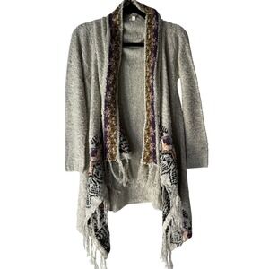 Eyeshadows Boho‎ Geometric Fringe Kimono Cardigan Sweater Women's Small Western